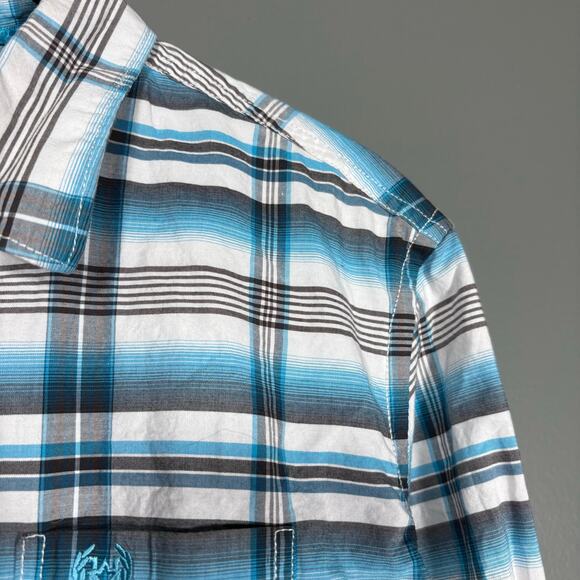 Panhandle Rough Stock Women's Blue Plaid Western Shirt - Size Medium - Cowgirl - Picture 2 of 6